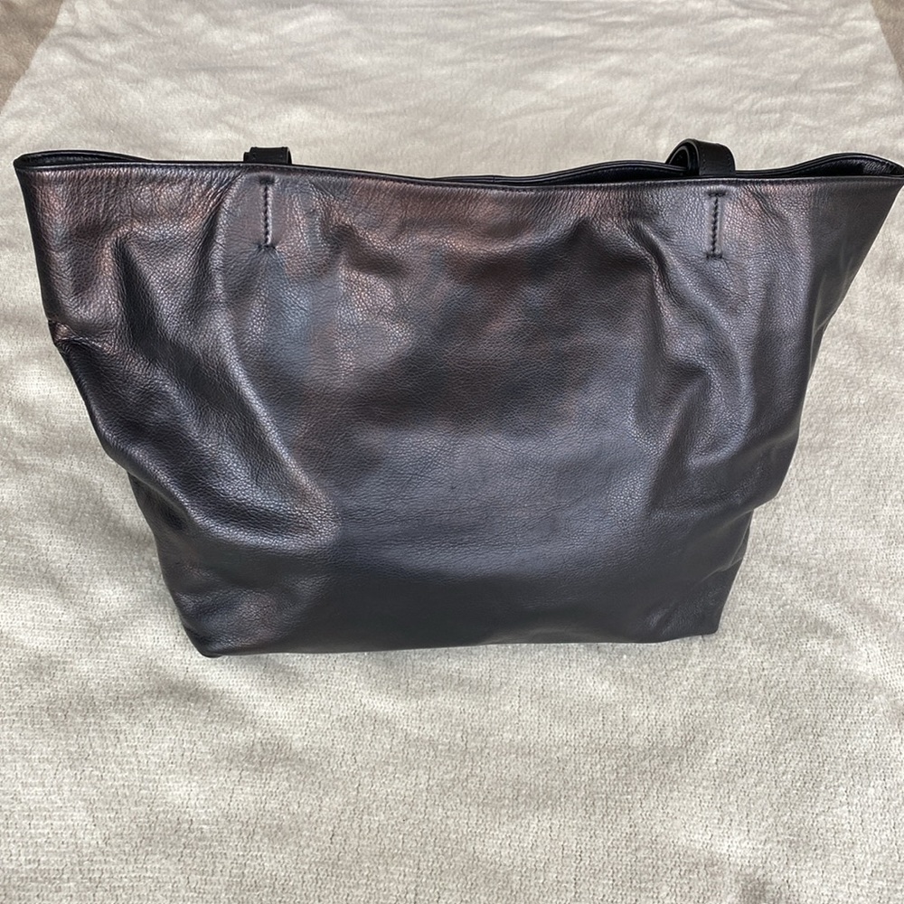 Black leather tote by Laurel & Muse